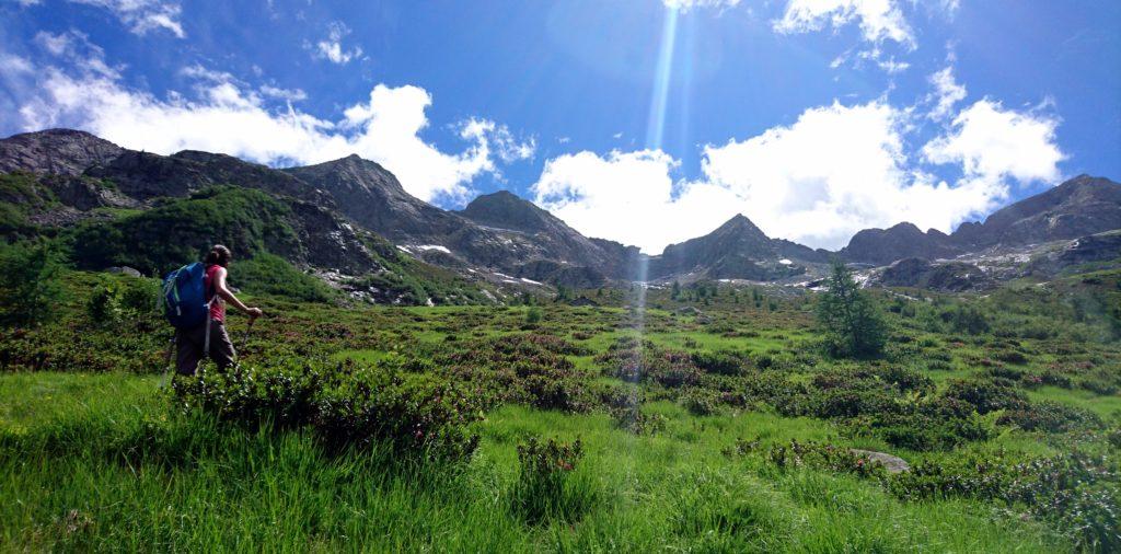 lo splendido terreno che risaliamo ad ormai pochi metri dalla prima baita dell'alpe Merdarola