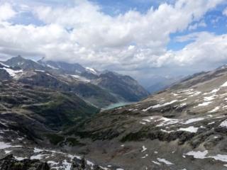 Vista dalla nostra cima del lago di Mattmark, sul versante svizzero