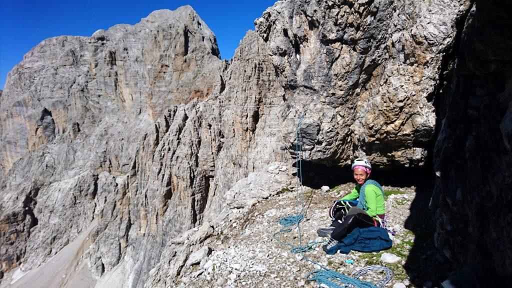 piccola pausa su una delle comode cengie detritiche