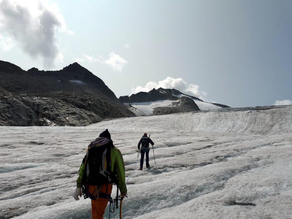 e si va! di neve non ve n'è traccia, i crepacci sono aperti ed evidenti