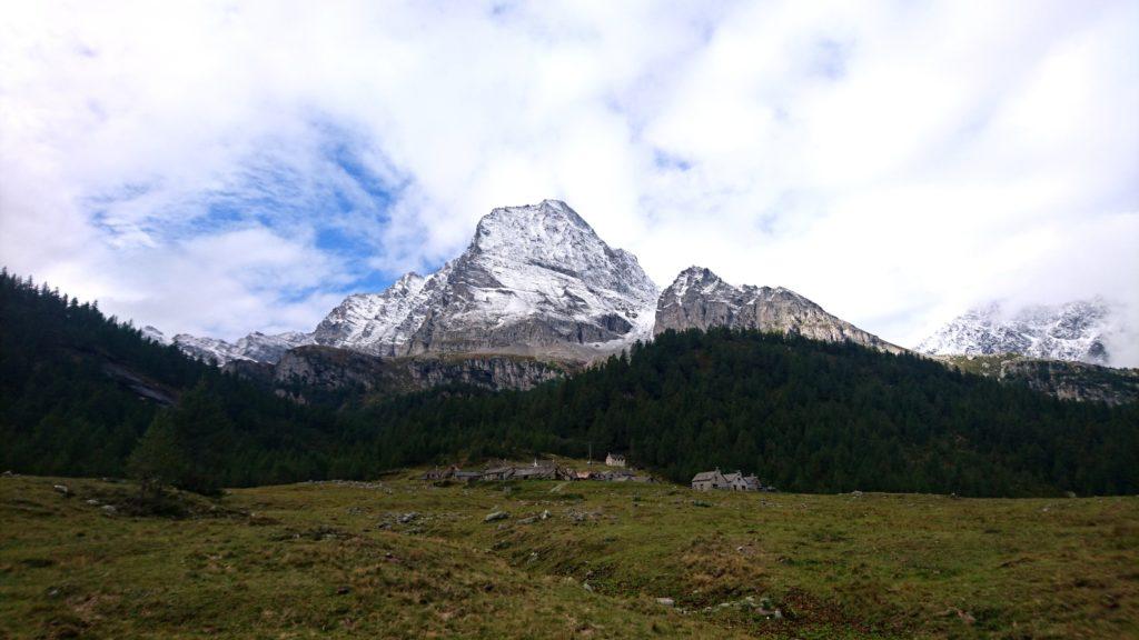 eccoci all'Alpe Veglia: la valle superati i primi 400 metri di dislivello si apre, regalandoci bellissimi paesaggi alpestri e la vista del vicino Monte Leone