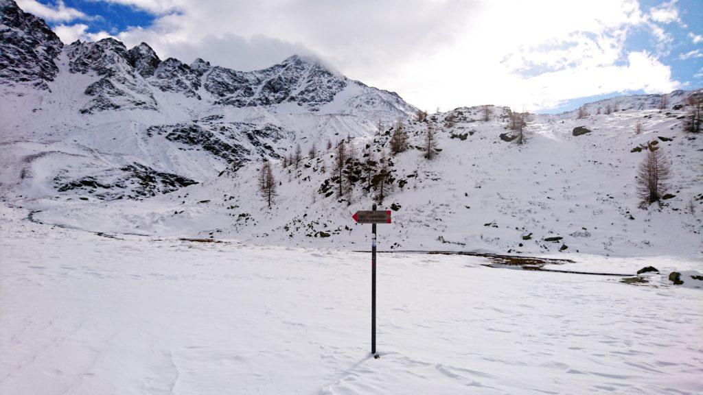 ultimo cartello per il rifugio. Mancano due minuti e ci siamo