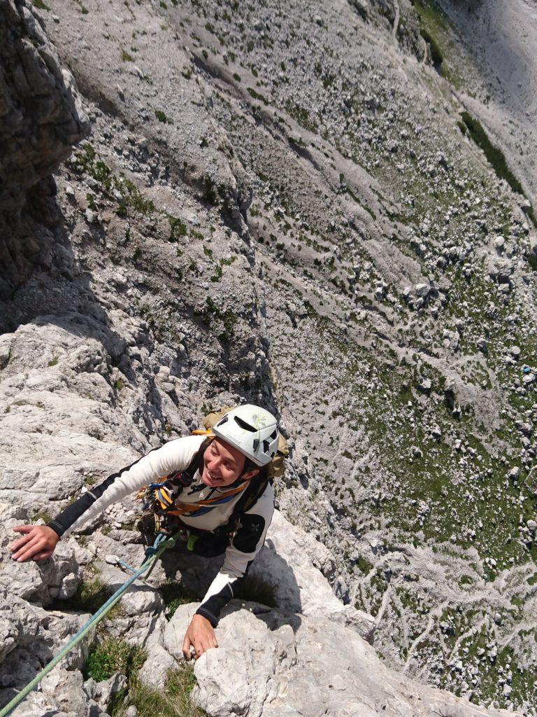 qui c&#039;è un po&#039; di esposizione ma la roccia è davvero ottima e le difficoltà contenute