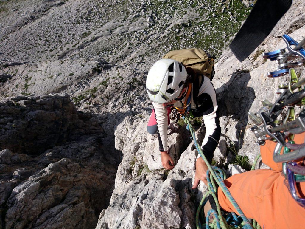 qui c'è un po' di esposizione ma la roccia è davvero ottima e le difficoltà contenute