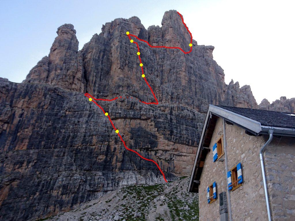 schema della Via Normale + Spigolo Gasperi