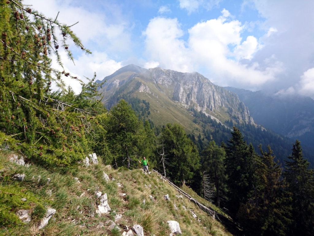 ultimo tratto di cresta prima della baita. Sullo sfondo, la cima del monte Cavallo