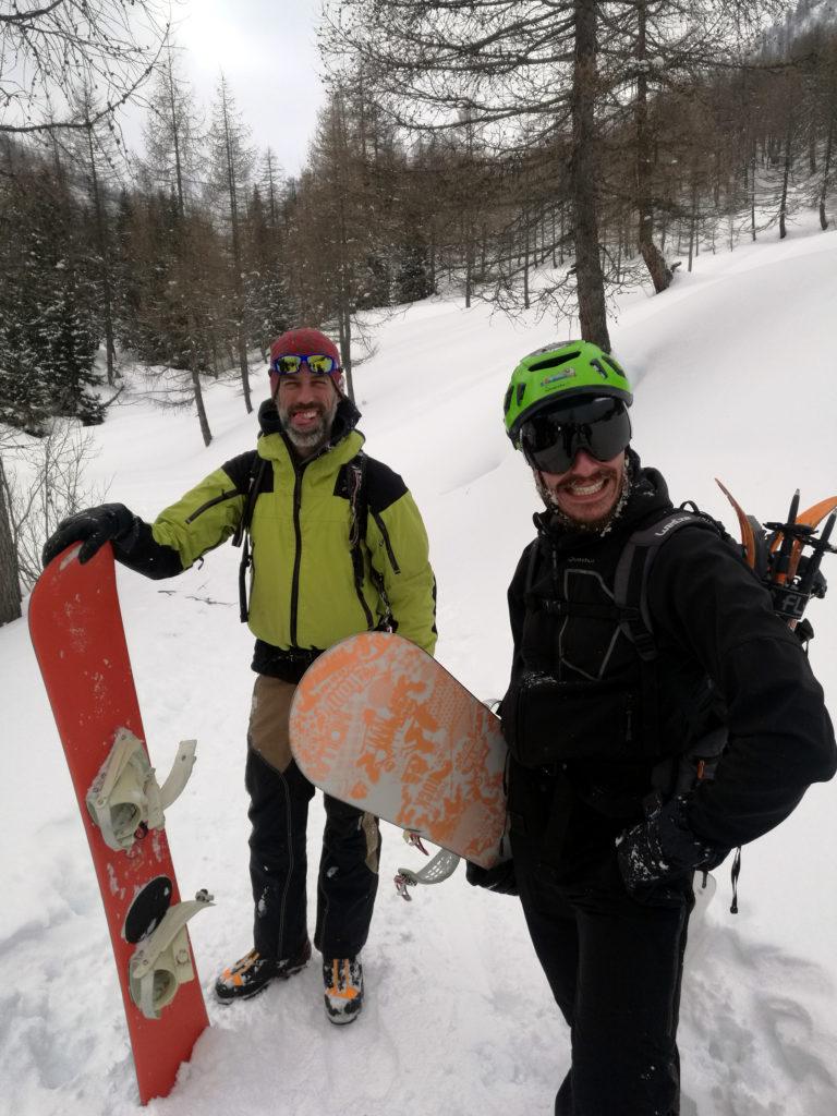 Beach e Samu al termine della discesa