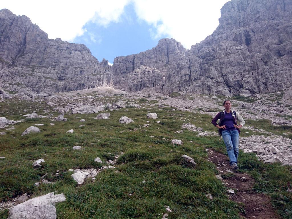 Erica al termine della discesa dal canalone dei Camosci