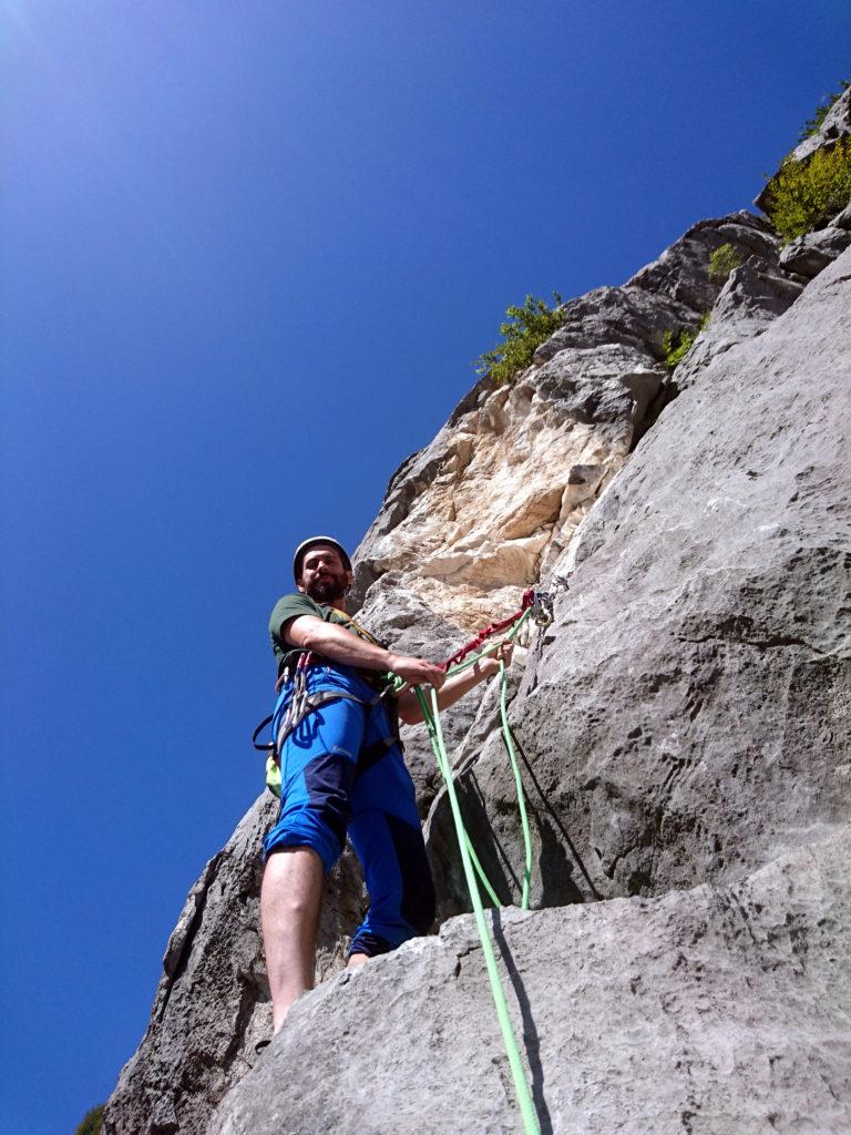 Niggah alla sosta del terzo tiro, proprio sotto lo strapiombino del tiro finale