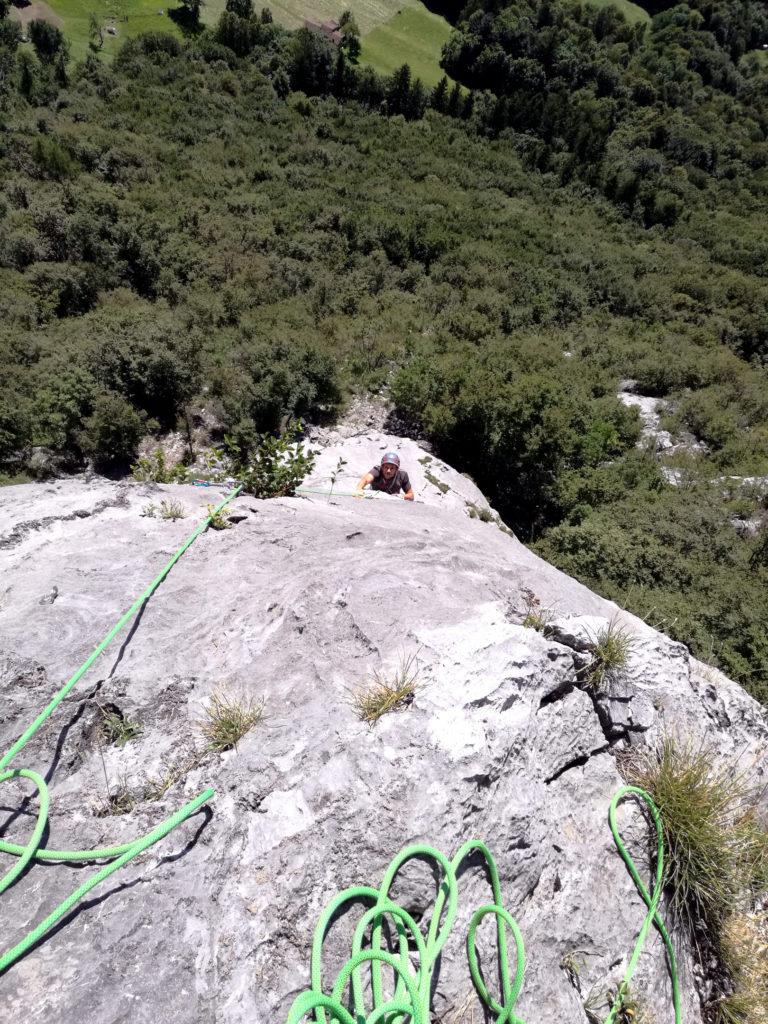 Gab sulla placca finale del quarto tiro, appena uscito dallo strapiombo