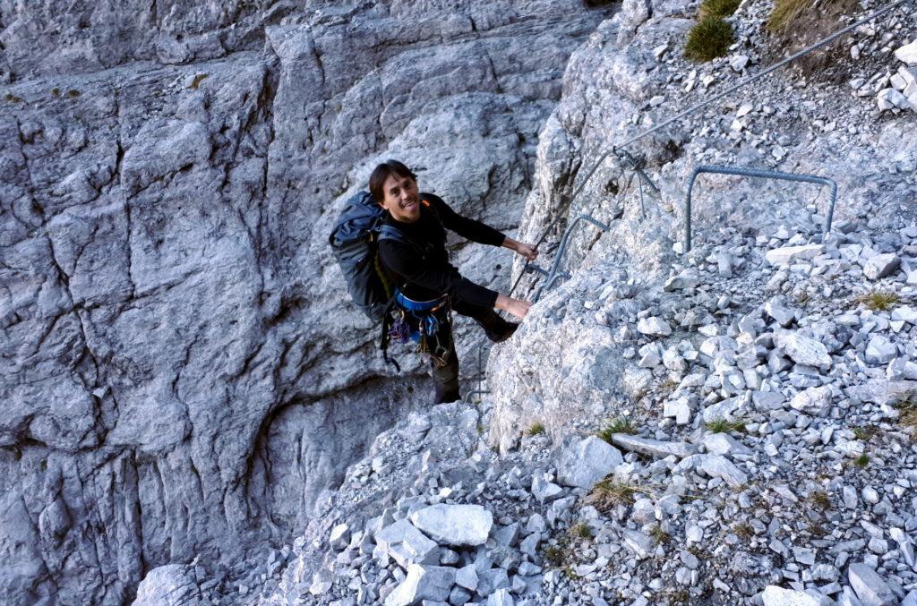 la parte della ferrata che è stata riattrezzata: peccato per la vecchia scala!