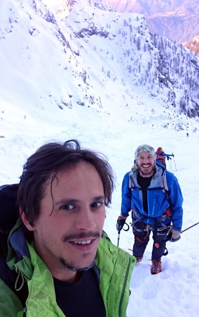 selfie lunga la risalita verso l'attacco del canale