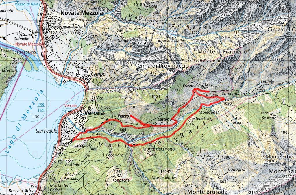 La mappa del nostro percorso. Nella parte bassa l'andata, sopra il ritorno