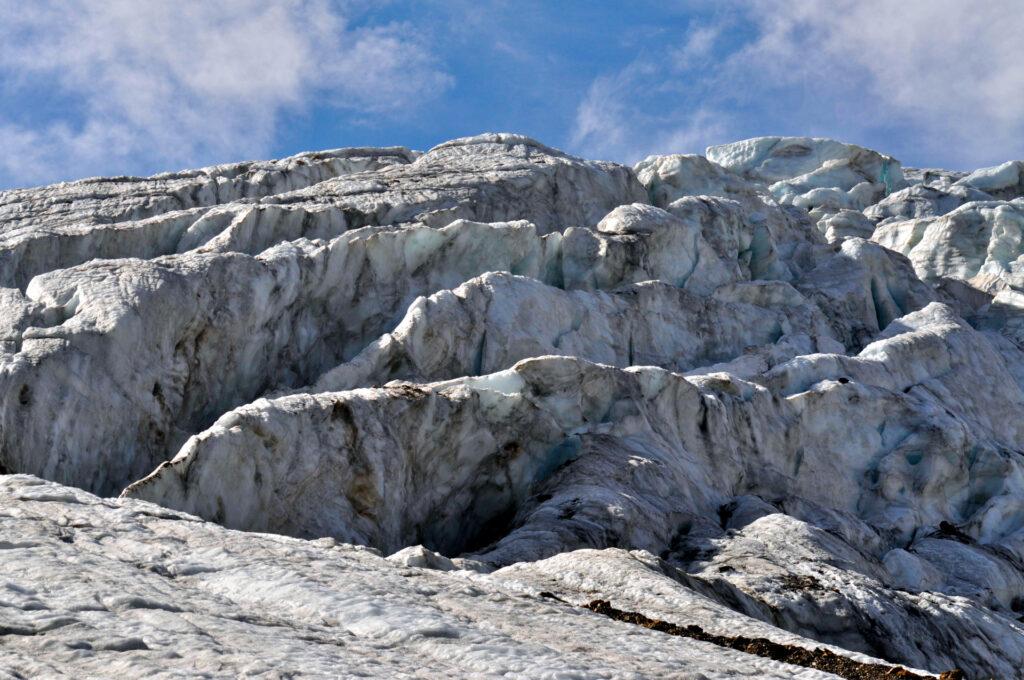 dettagli della seraccata al di sopra del primo salto