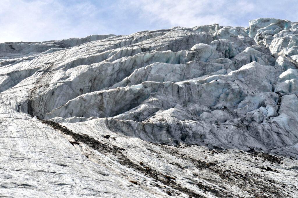 dettagli della seraccata al di sopra del primo salto