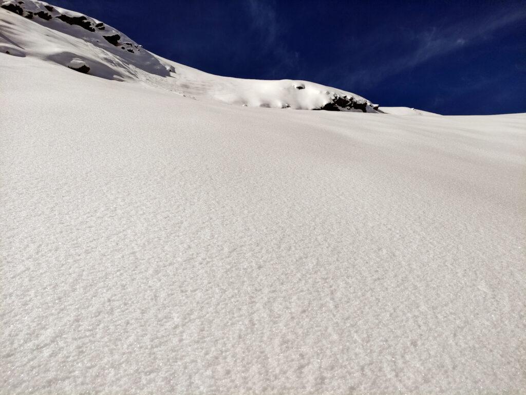 la perfezione della neve a questa quota: polvere