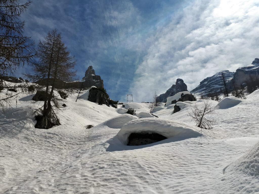 Usciti dal bosco basta seguire i piloni della teleferica