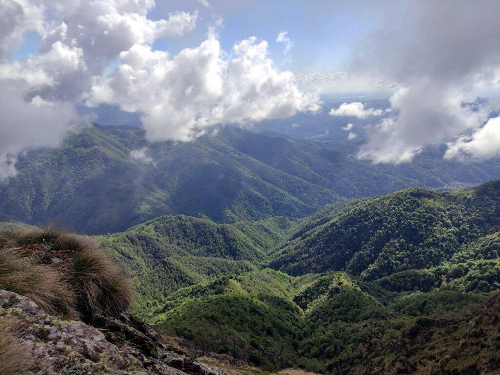 Alla nostra destra ogni tanto il paesaggio si apre sulle colline della Valsesia