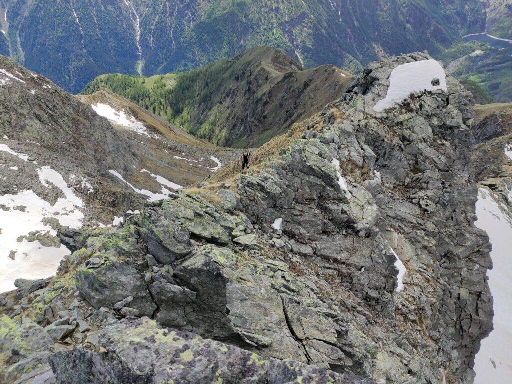 L'ultimo tratto di facile cresta che conduce in vetta al pizzo Ciapè