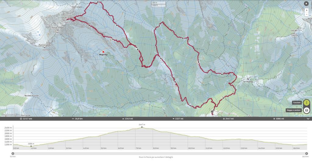 Mappa del giro complessivo compresa la variante di discesa