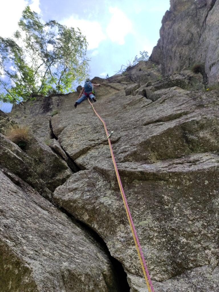 Erica nella parte terminale del 5c dell'ottavo tiro