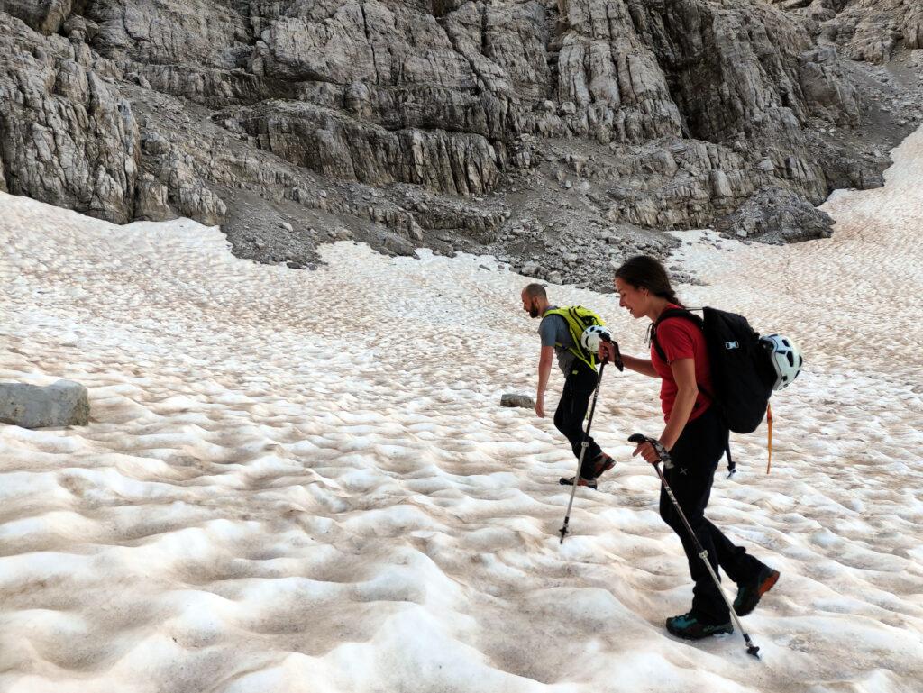 rimasugli di nevaio da risalire per la Bocca di Brenta