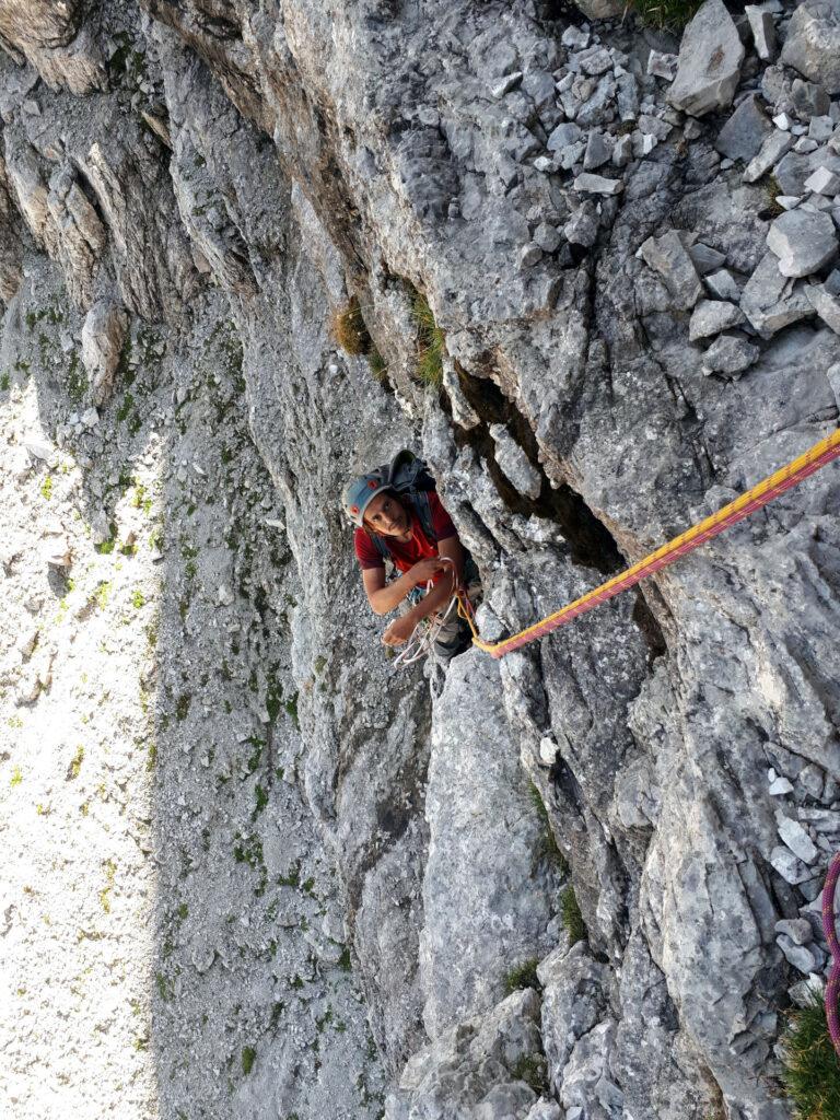 Gab sul muretto del primo tiro che porta alla seconda cengia