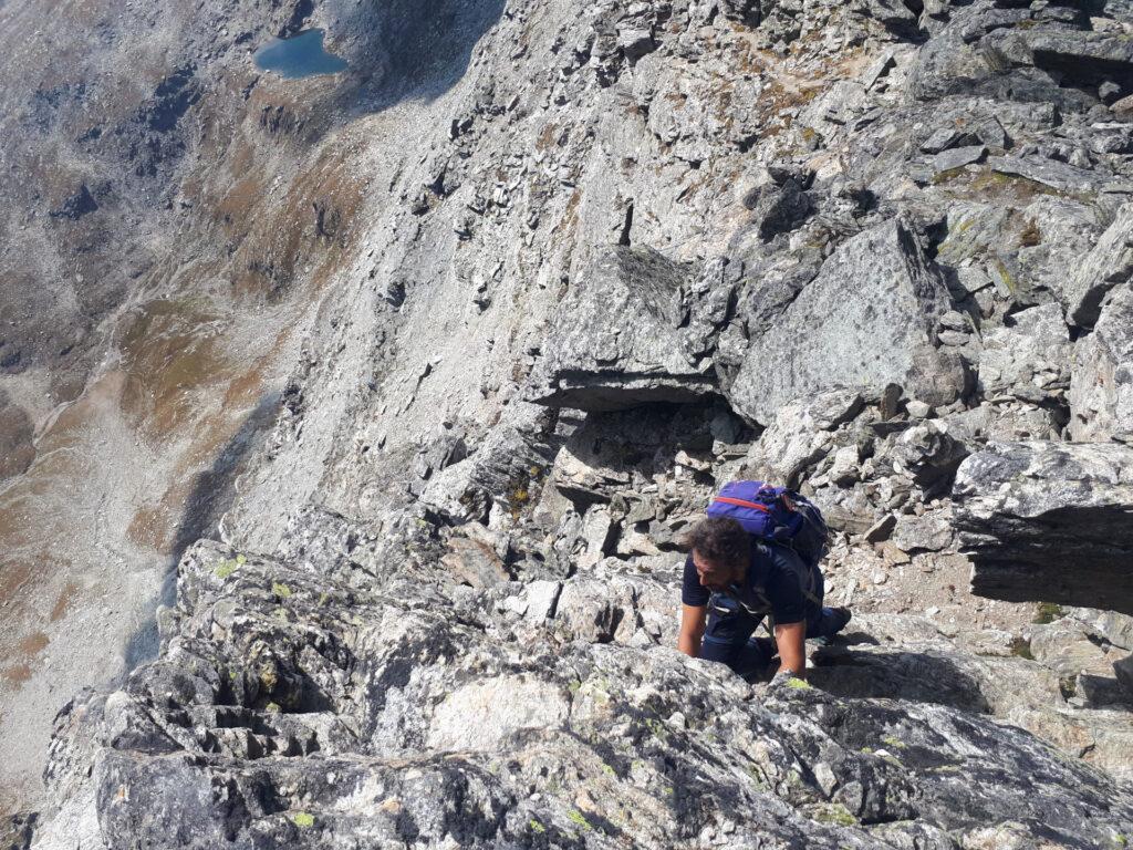 Il Niggah in uno dei pochi punti dove si "arrampica" per facili roccette