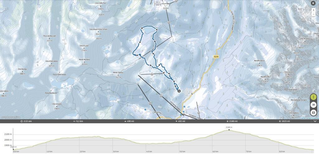 La nostra traccia GPS da Outdooractive. Salita a destra, discesa a sinistra