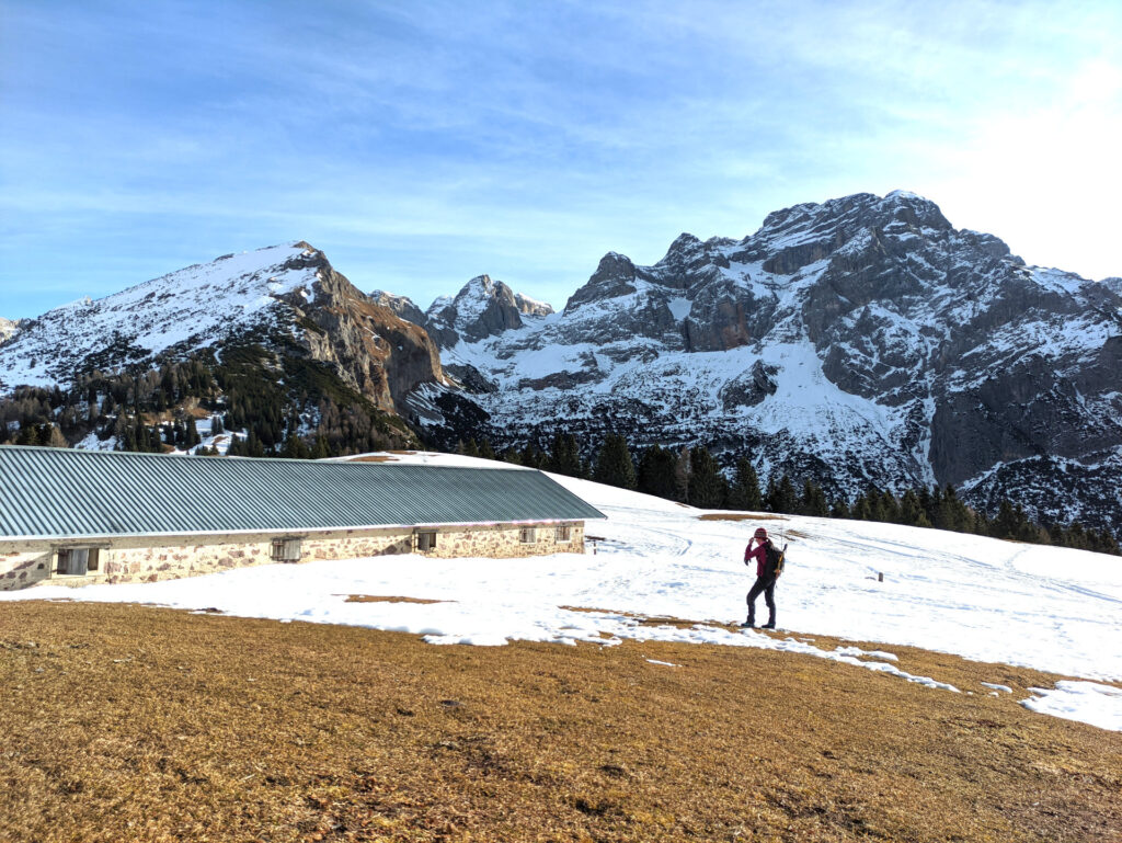 Malga Movlina e il panorama verso le Dolomiti di Brenta