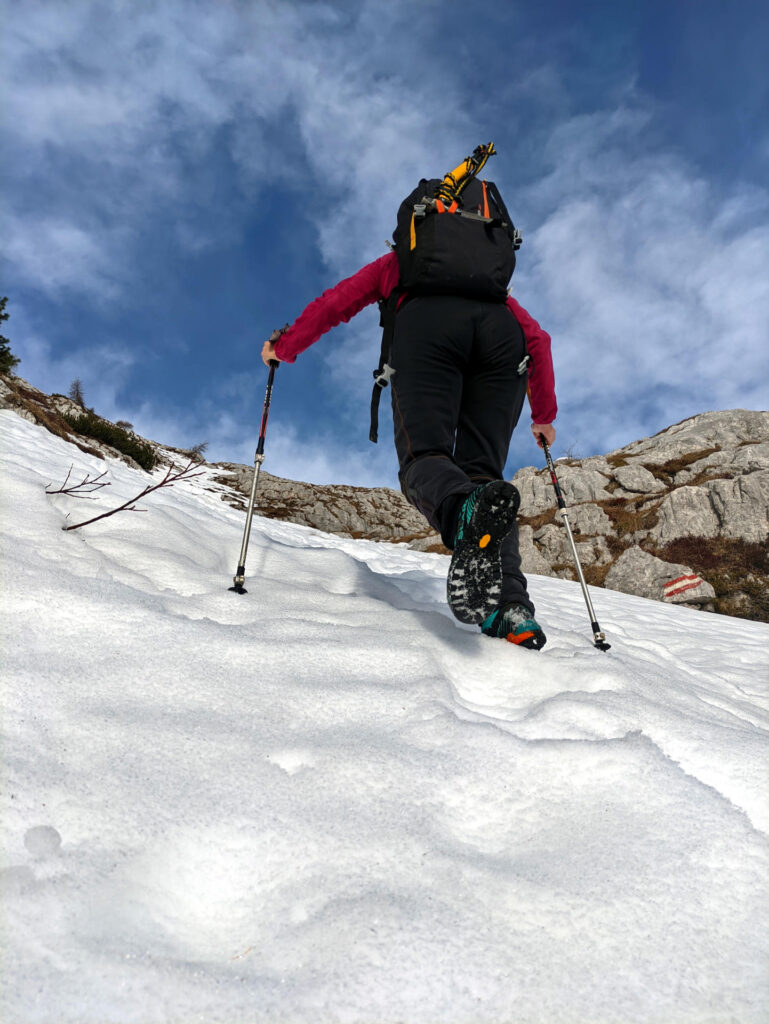 Erica lungo il primo risalto verso il passo dei Lasteri