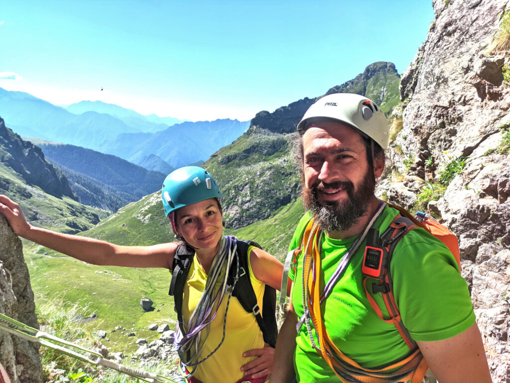 Erica e il Niggah alla sosta del primo tiro. Attendiamo tutti con un po&#039; di ansia l&#039;inizio delle difficoltà vere e proprie