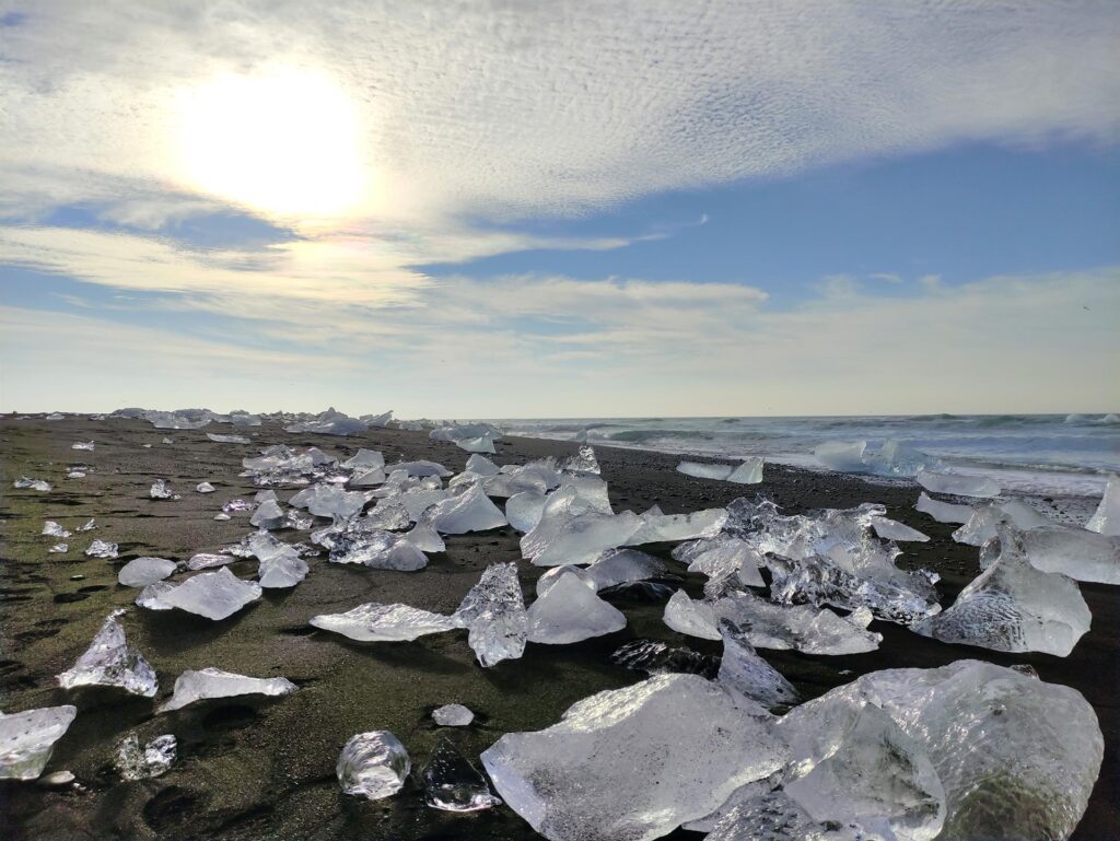 Diamond Beach all'alba: ce la godiamo in totale solitudine