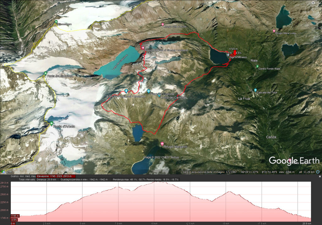 La mappa del nostro itinerario vista da Google Earth