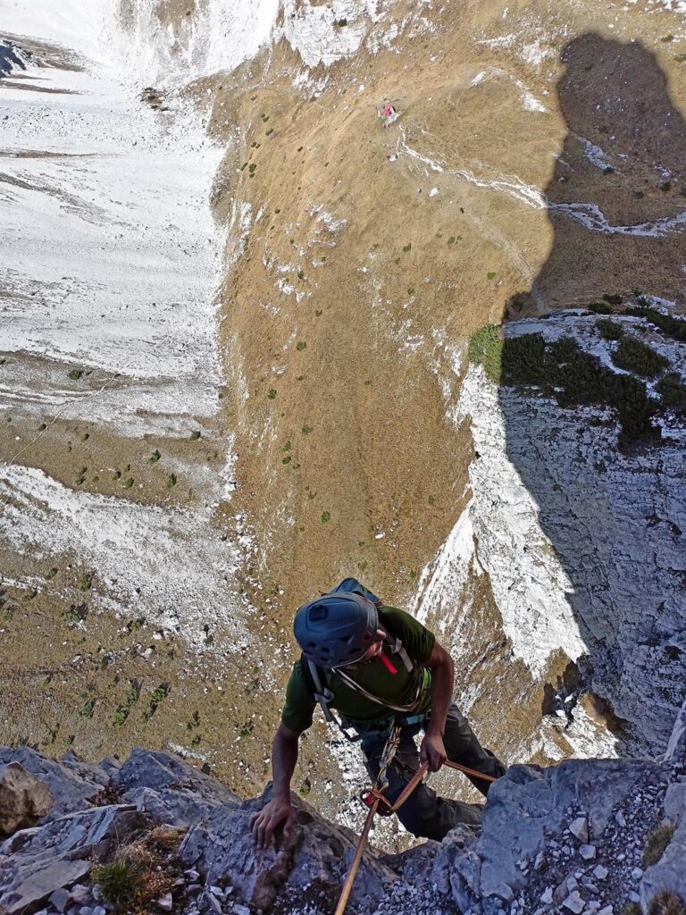 la famosa calata Piaz, una 40ina di metri nel vuoto