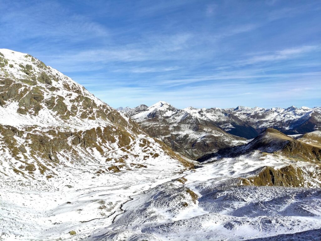 La vista verso il Passo San Marco dal nostro sentiero