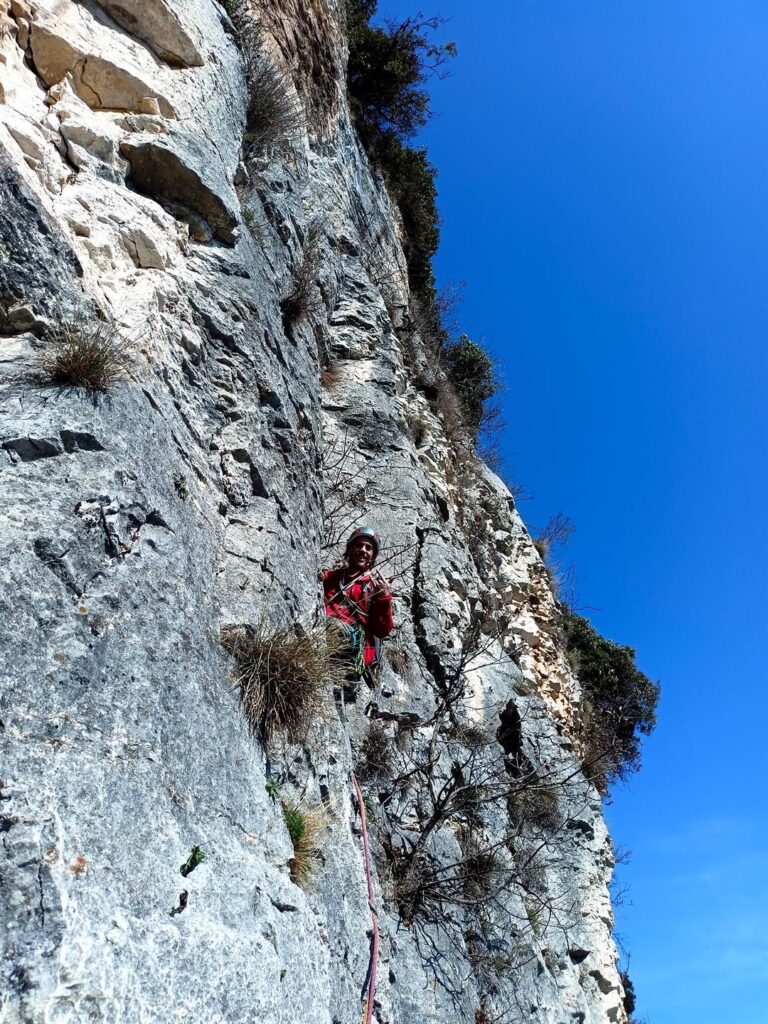 Terzo tiro: Gab saluta dall&#039;ingresso del diedro gigante