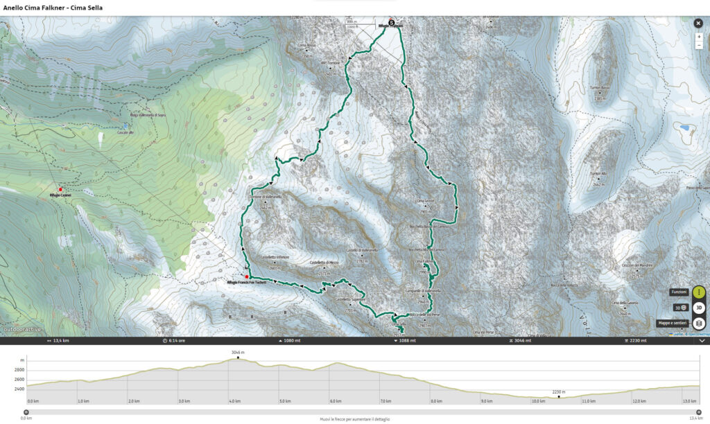 Ed ecco il nostro anello visto sulla mappa di Outdooractive