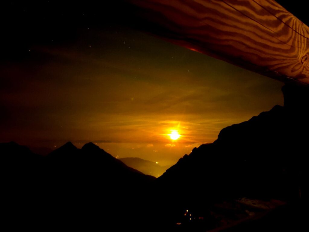 Il tramonto visto dalla terrazza del Pedrotti