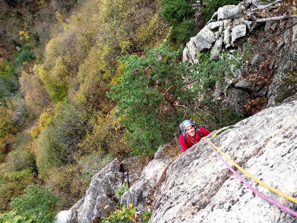 il Gabri felice: in effetti l'arrampicata è proprio divertente!