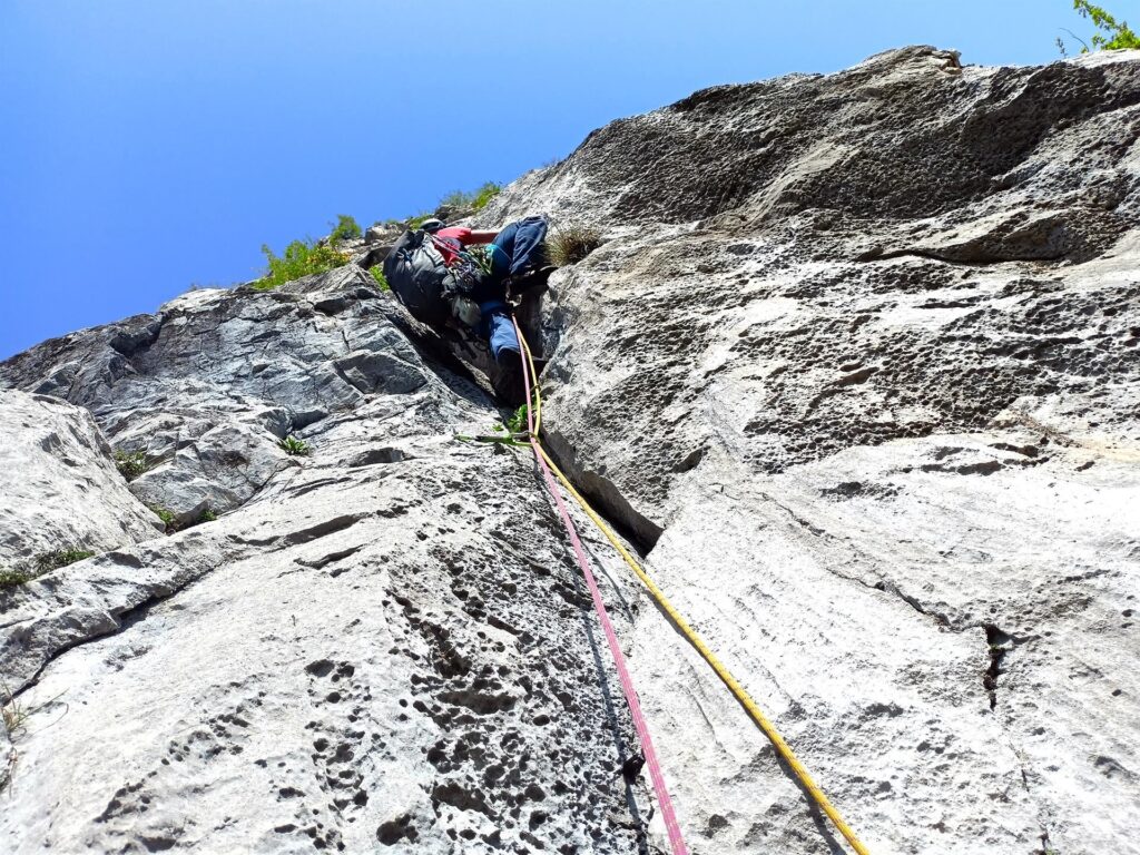 quarto tiro della Chiappa: si sale in questa fessura non banale