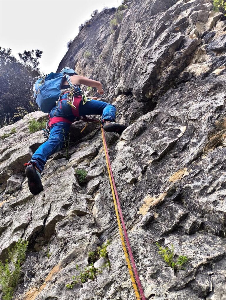 Erica sul muretto iniziale del secondo tiro che sarà però molto breve