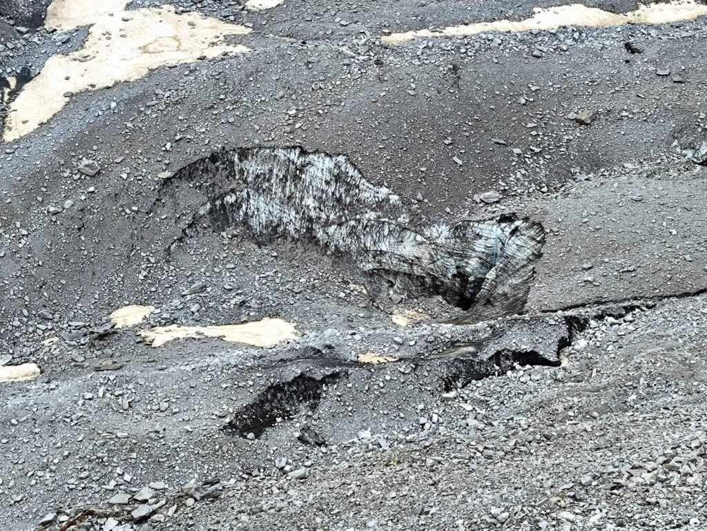 I resti del ghiacciaio sul versante sud-est della Presanella