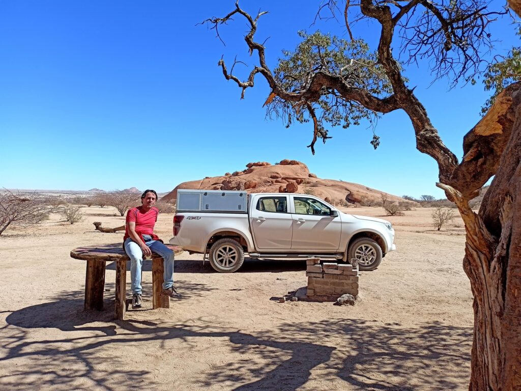 questa sarebbe stata una piazzola del camping sotto lo Spitzkoppe