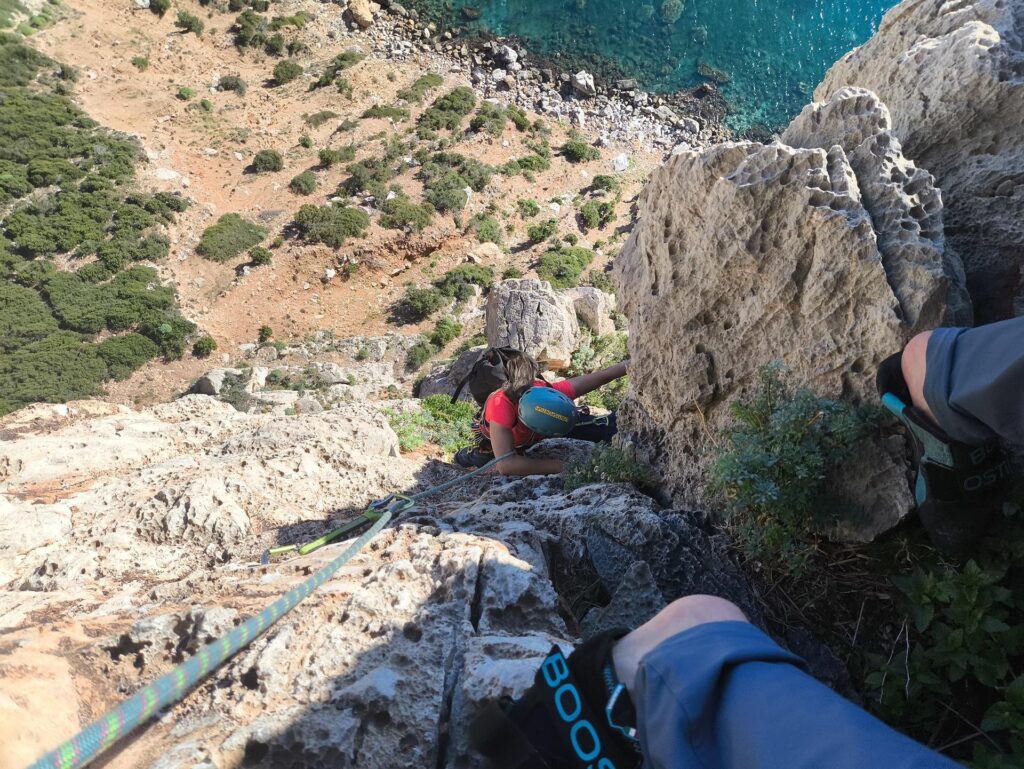 Erica sul passo chiave del quarto tiro dove è difficile alzare i piedi