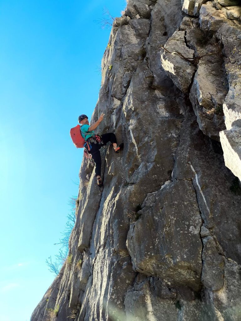 Christian sul terzo tiro (siamo 2 cordate) che ci dice che il terzo tiro è bellissimo!