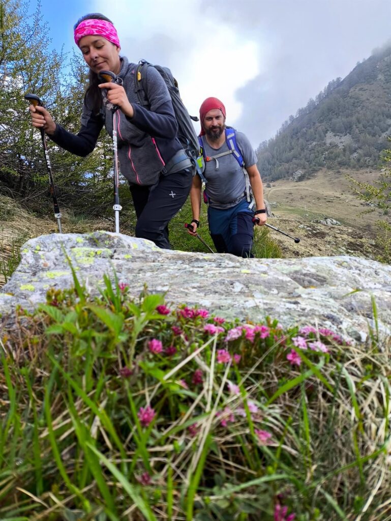Erica e il Niggah in risalita dopo la bocchetta di Chiaro