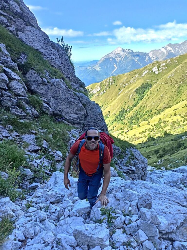 Gab in risalita lungo il canalone