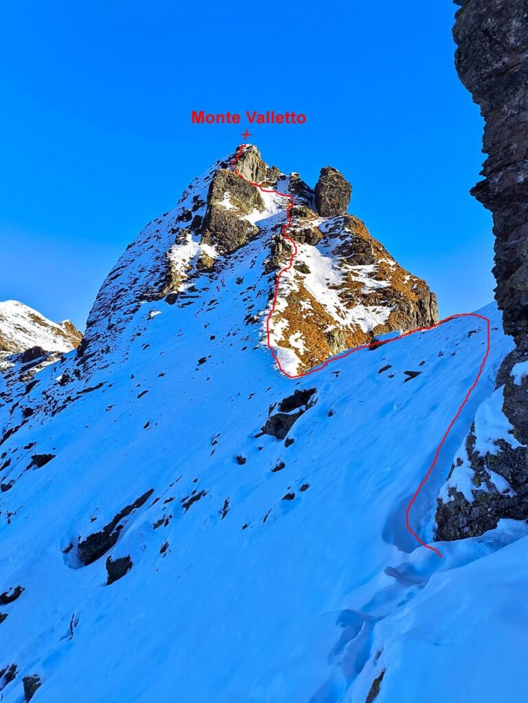 Il percorso da seguire nella parte finale per raggiungere la cima Il percorso da seguire nella parte finale per raggiungere la cima