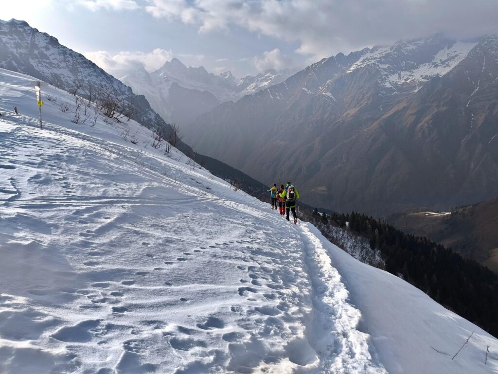 Il gruppo imbocca l'ultimo sentiero di discesa, per tornare verso il parcheggio